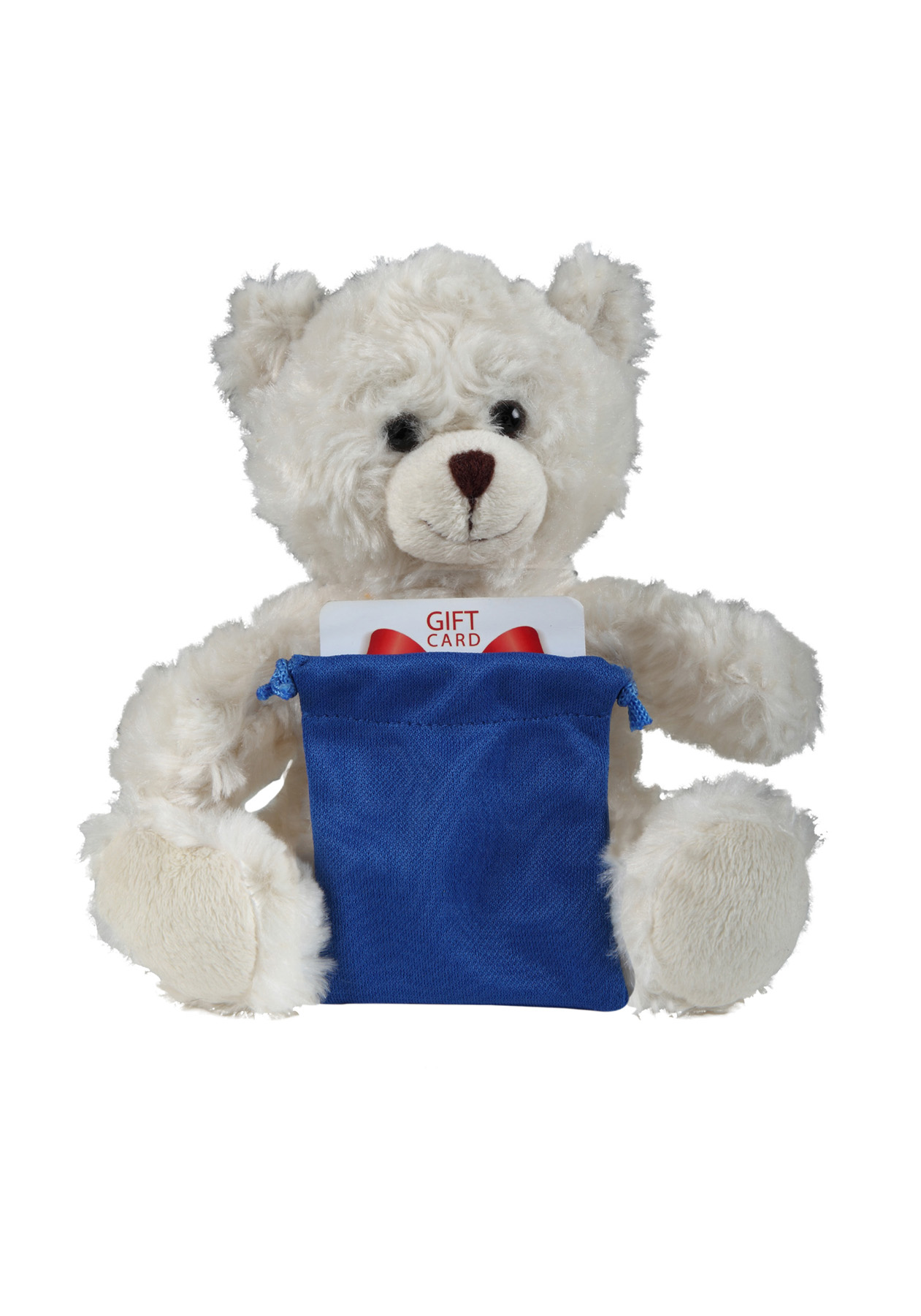 soft plush Cream Curly Sitting Bear with gift card sack 5