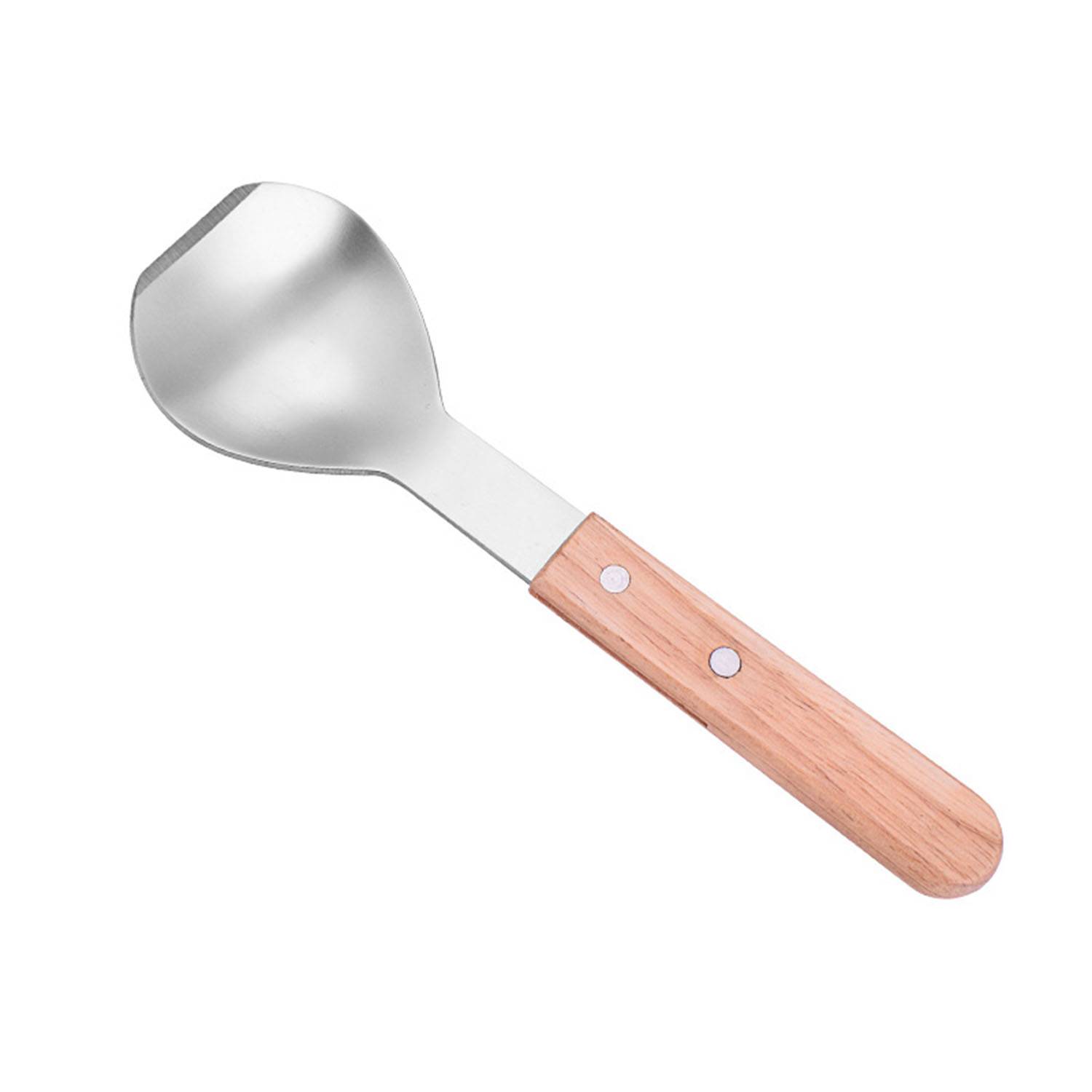 Stainless steel wooden handle ice cream spoon kitchen tool 2