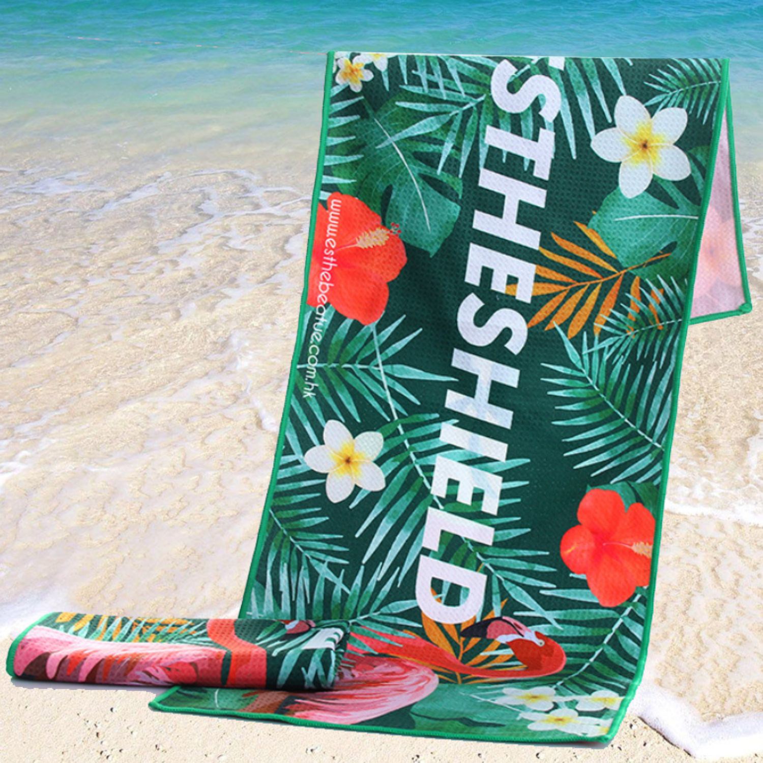 25"x 50" Sublimated Sand Proof Waffle Microfiber Beach Towel 1