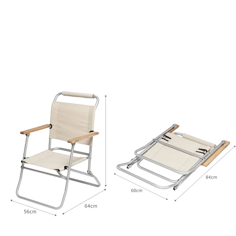 Beach Folding Chair With Wooden Handle And Shoulder Strap 2
