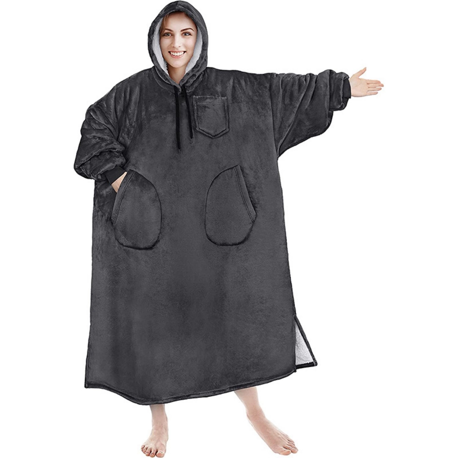 Oversized Microfiber & Sherpa Wearable Blanket 1