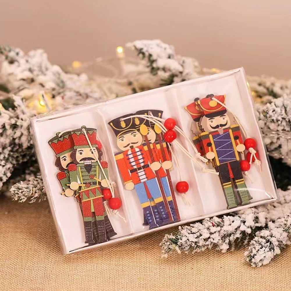 Christmas Wooden Pendant Nutcracker Soldier Set 4