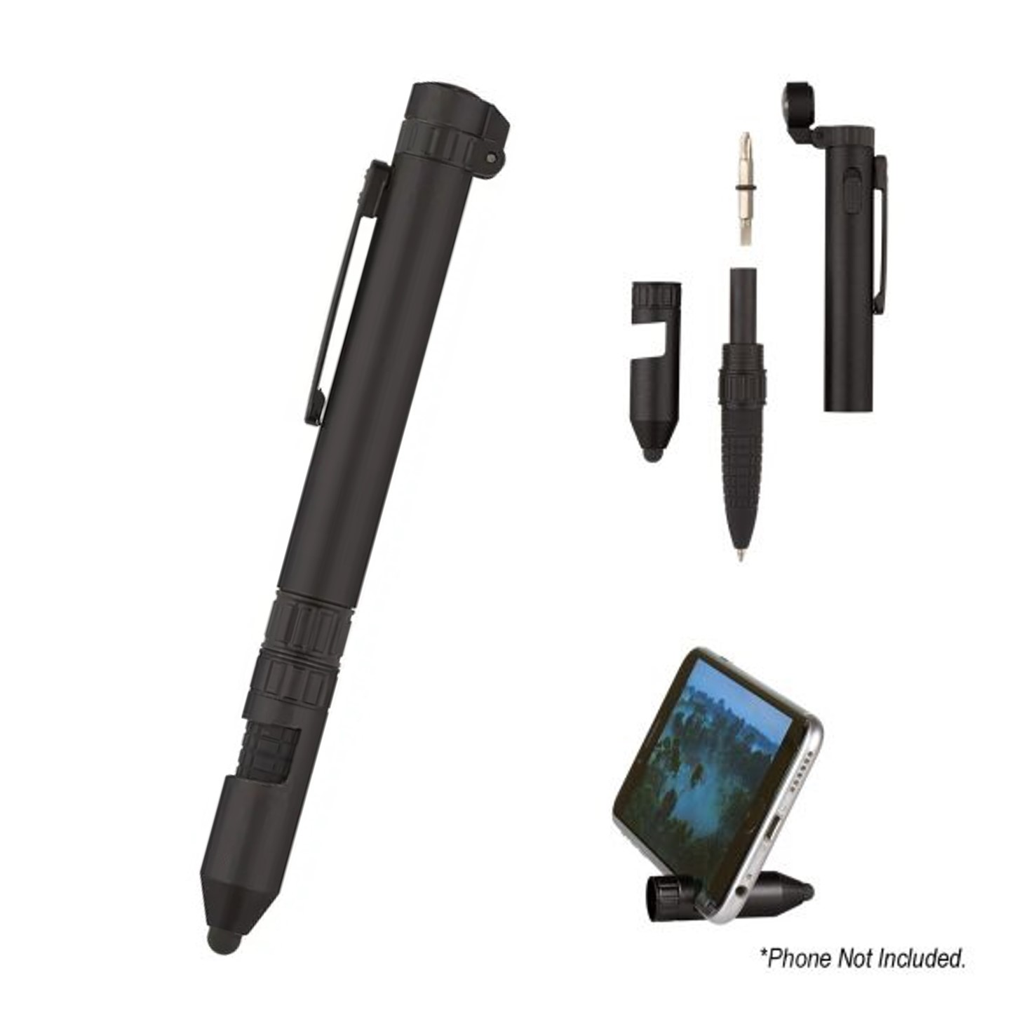 6 in 1 Military Pen with Stylus, Phone Stand, Compass Screwdriver,Torch & Tools 7