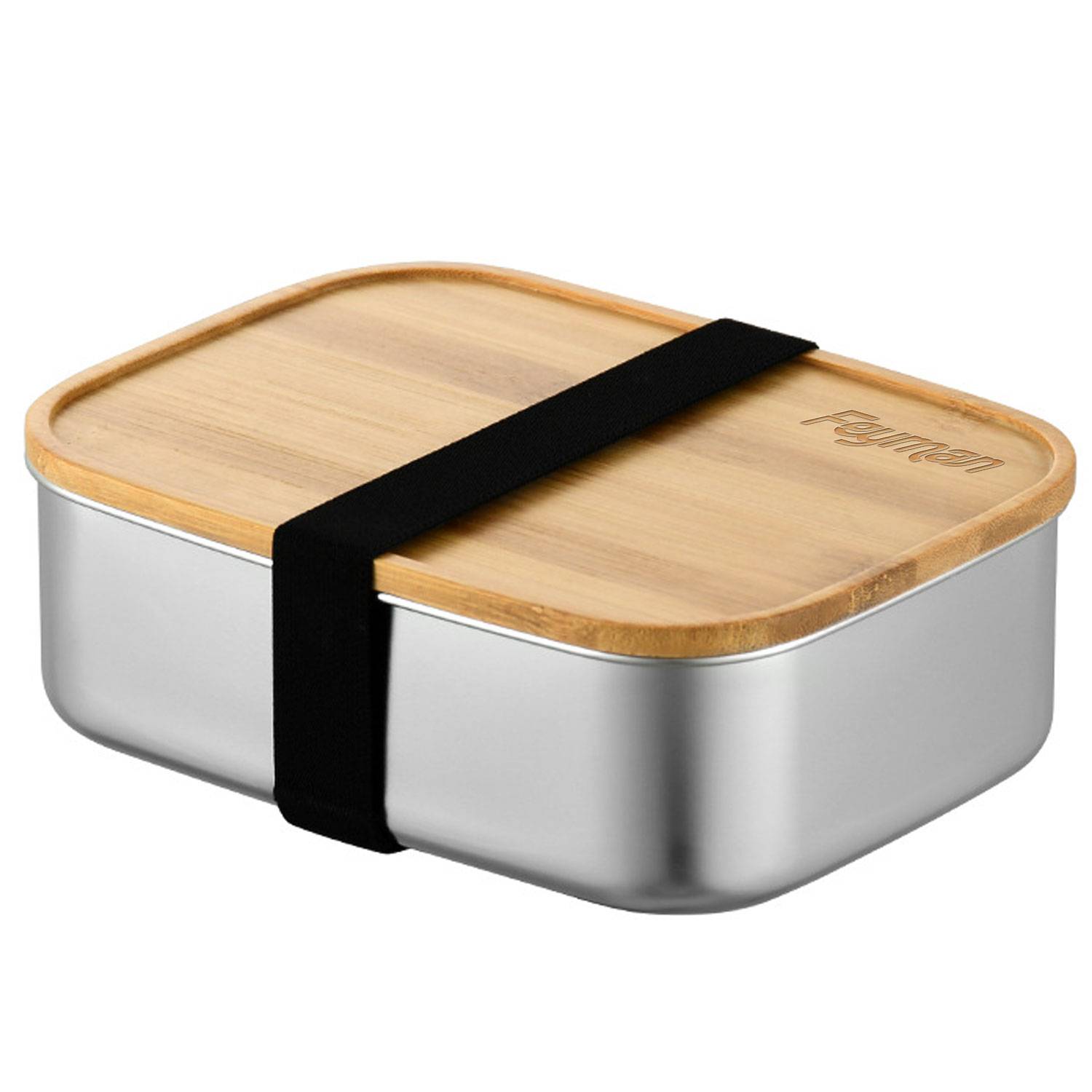 Food Grade Bamboo Lid Stainless Steel Bento Box 2