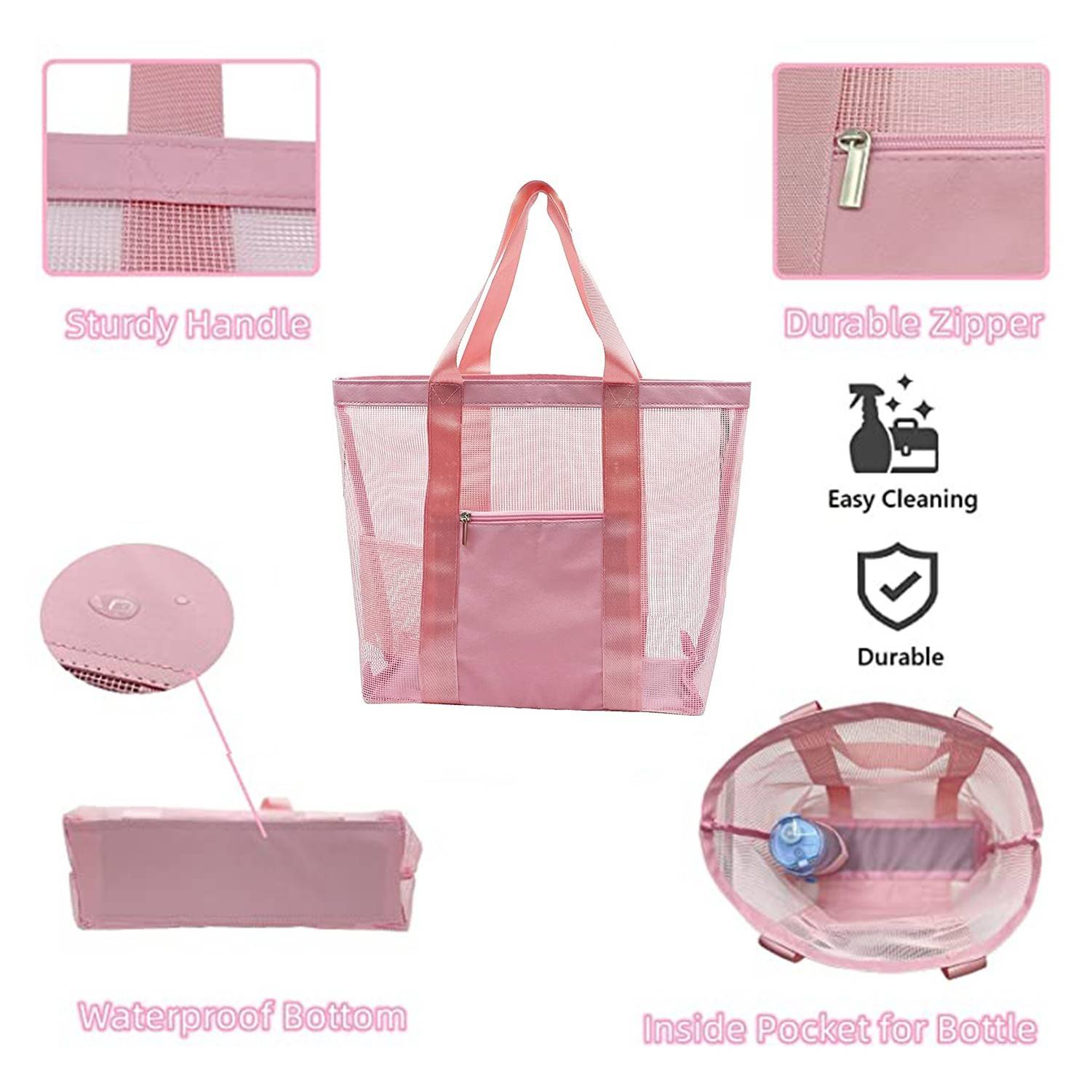 MuLightipurpose Large Mesh Beach Bag 3