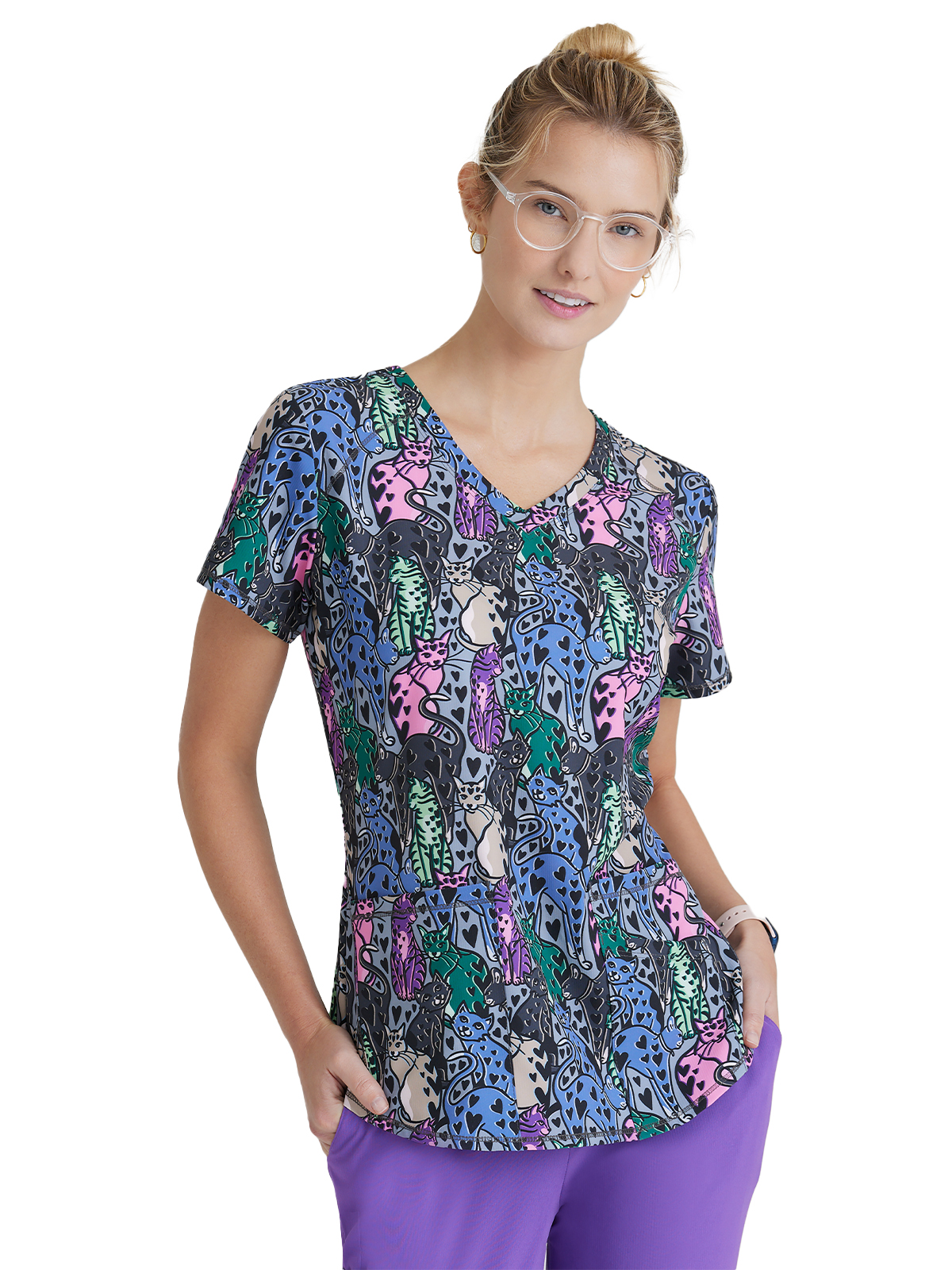 Skechers - Women's Three-Pocket V-Neck Reliance Print Scrub Top 28
