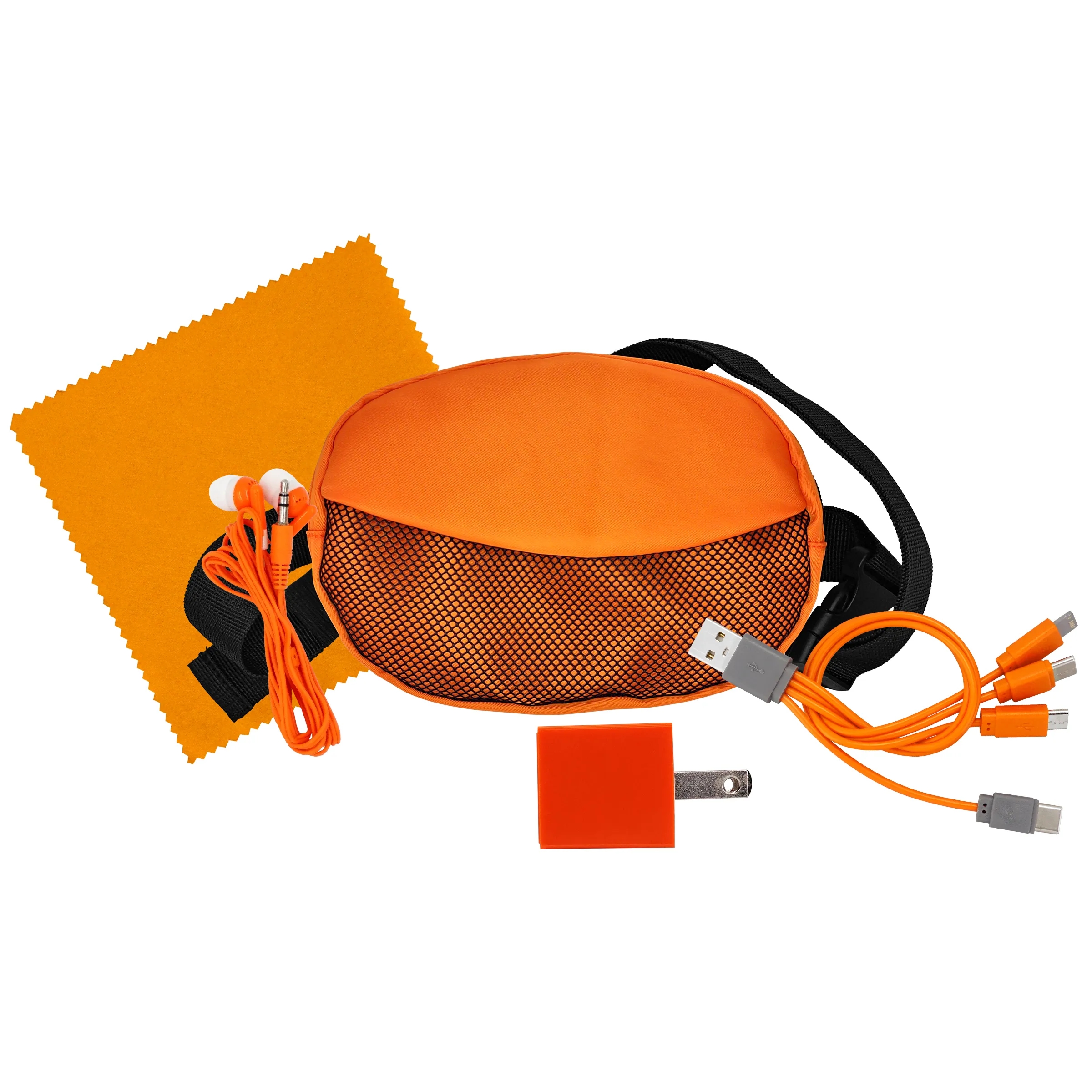 Sporty Charging Ear Bud and Cloth Travel Set 4