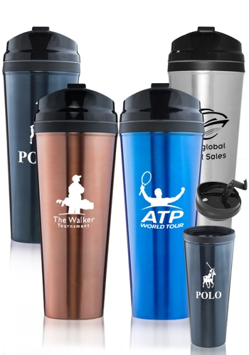 24 oz Stainless Steel Travel Mug w/ Plastic Lid 1