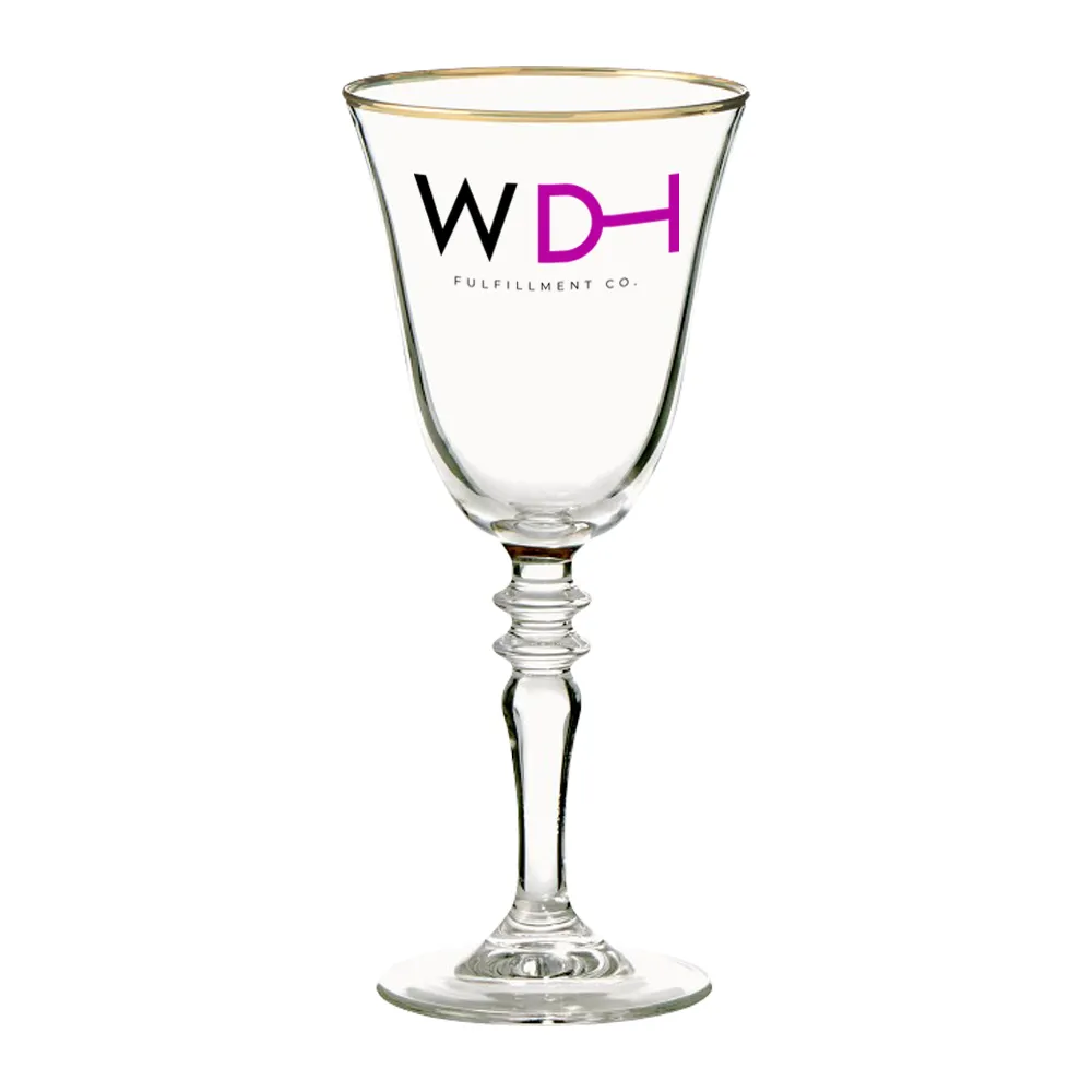 9oz. Gold Rimmed Long Stemmed Wine Glass 3