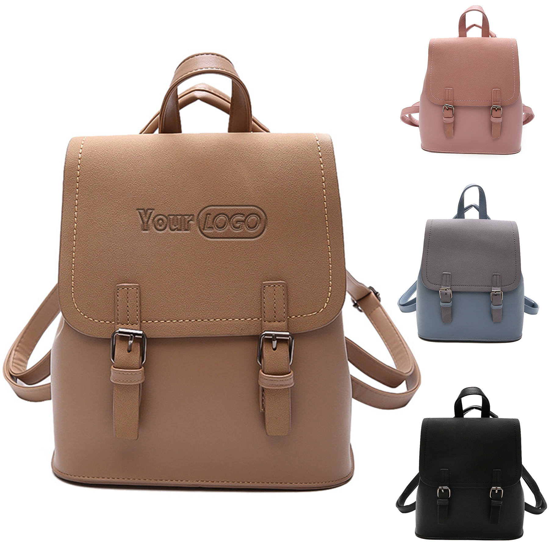 PU Leather Stylish Small Backpack Bag for Women 2