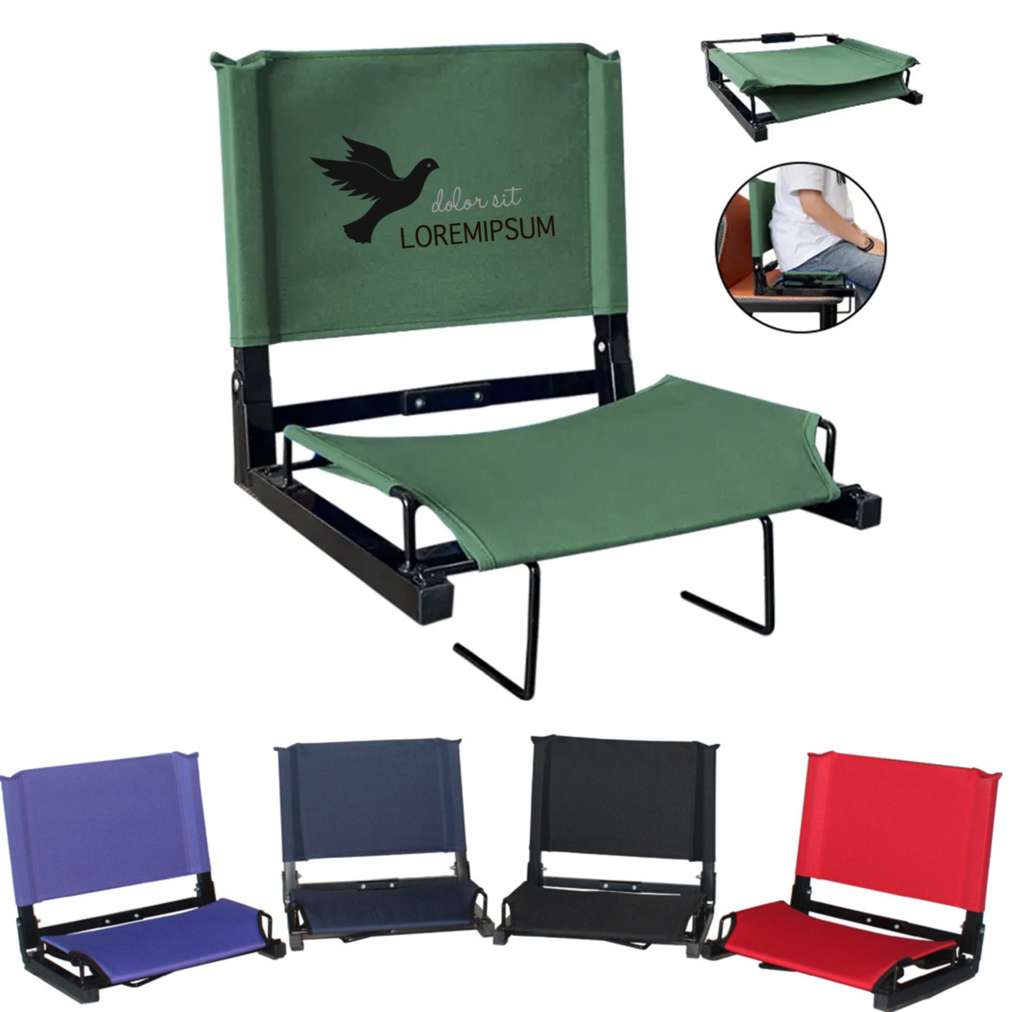 Steel Frame Stadium Seat Outdoor Cushion Camping Chair 3
