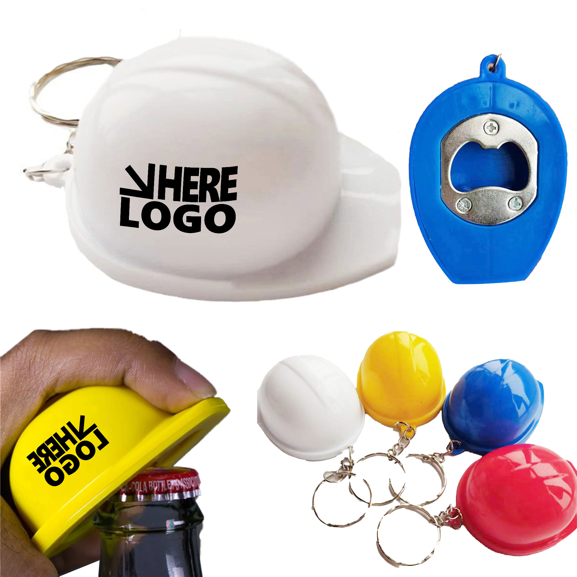MOQ 20 Construction Hat Bottle Opener Keychain 1