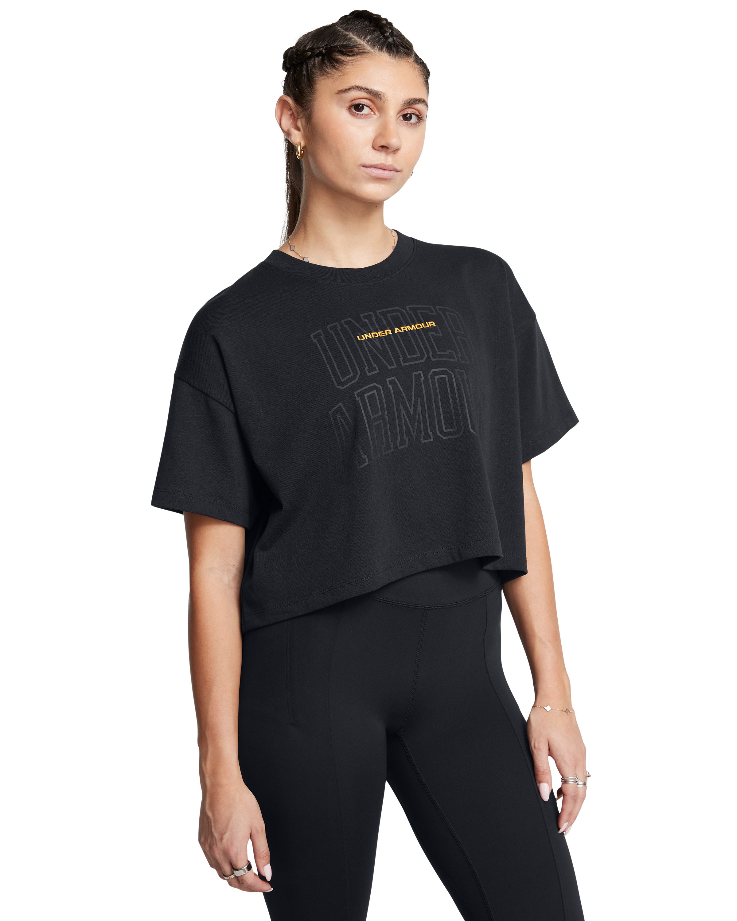 UA Varsity Mix Heavyweight Women's Crop Short Sleeve, custom athletic wear with logo imprint 3