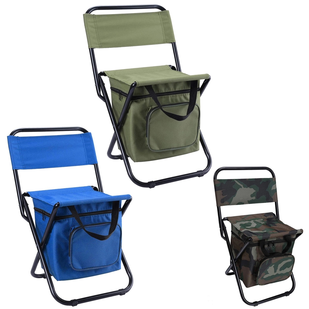 Folding Camping Chair With Cooler Bag Compact Fishing Stool 4