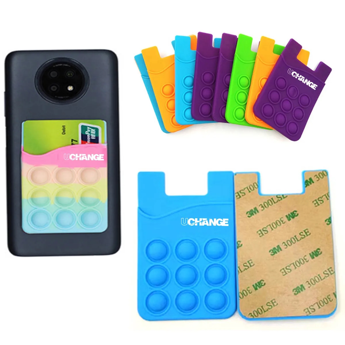 Silicone Bubble Pop Phone Wallet Adhesive Card Holder 3