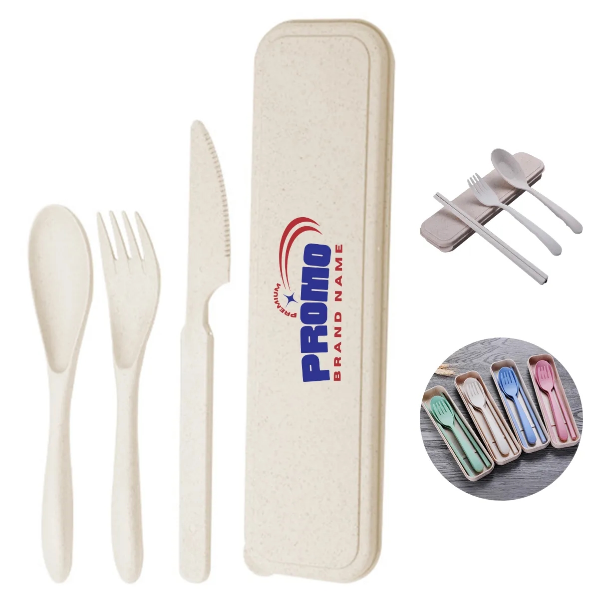 Travel Portable Anti-Crushed Wheat Cutlery Three-Piece Set 1