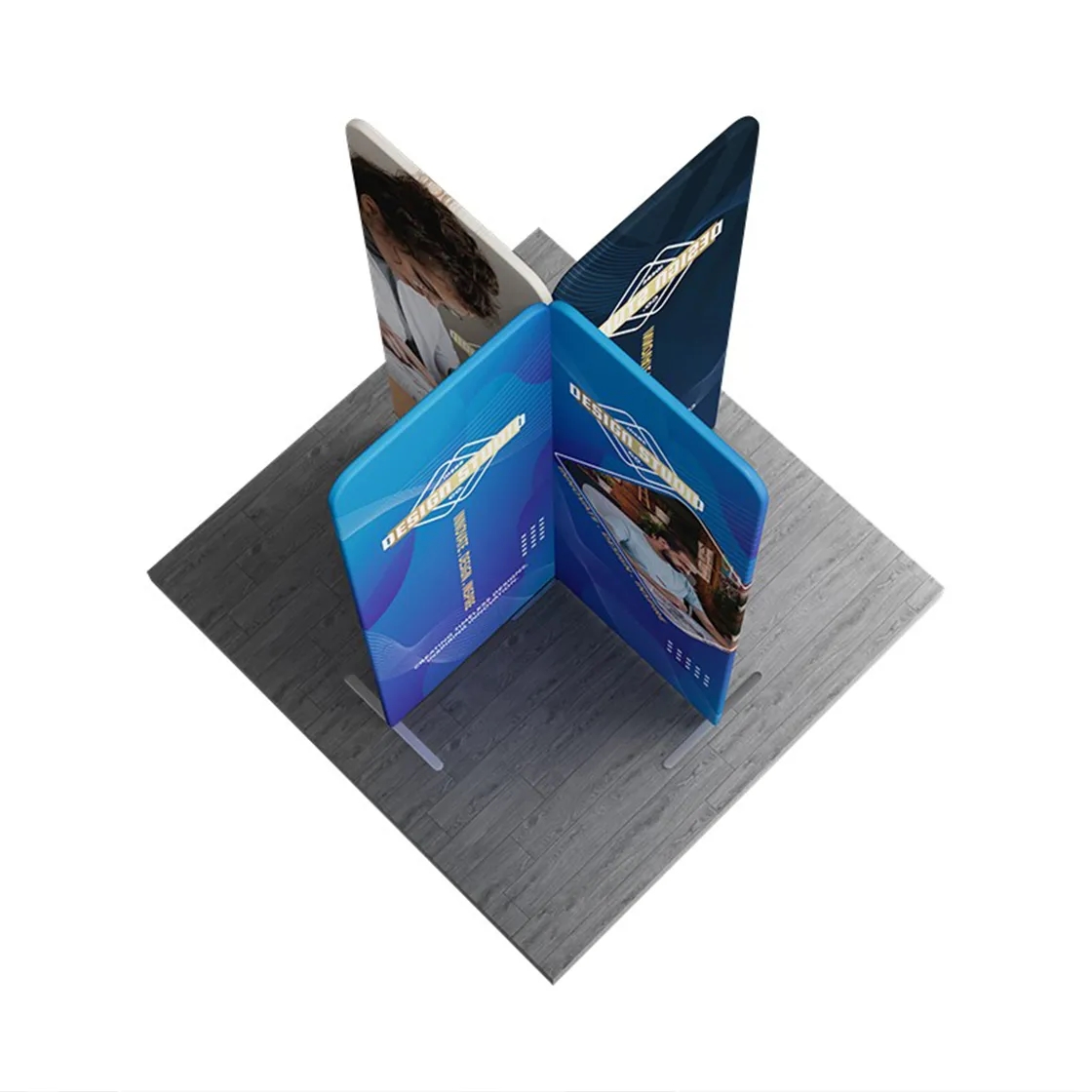 6.5ft Magnetic Modular Fabric Display - Cross Island Shape 2