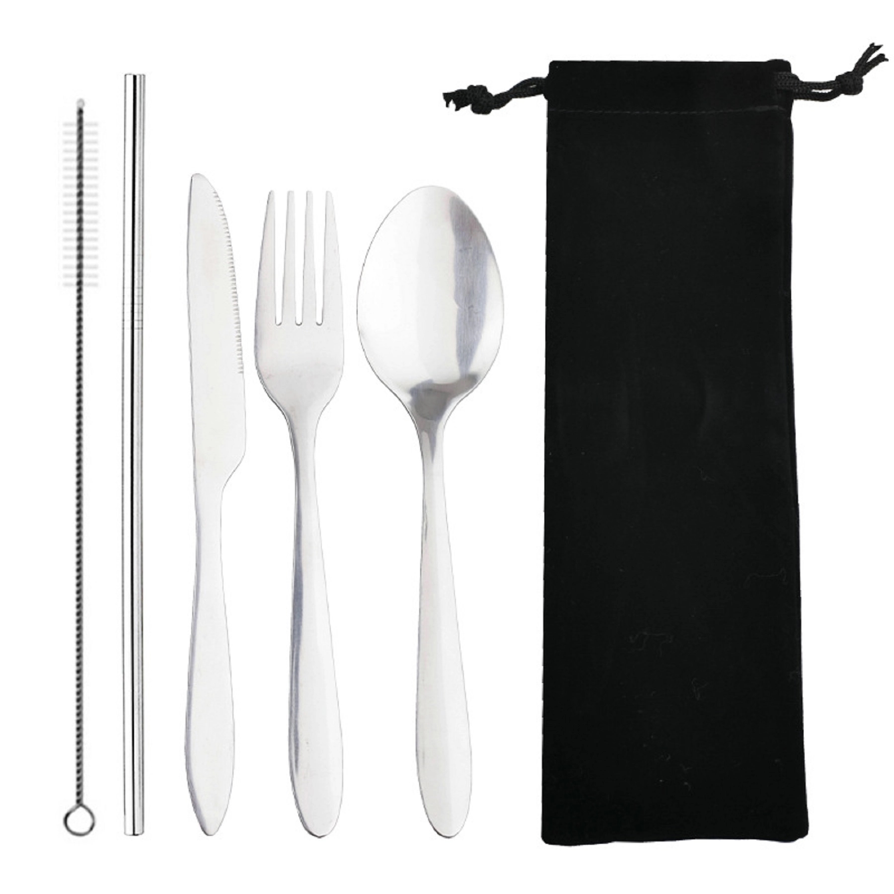 Stainless Steel Cutlery 5 Piece Set with Drawstring Bag 2