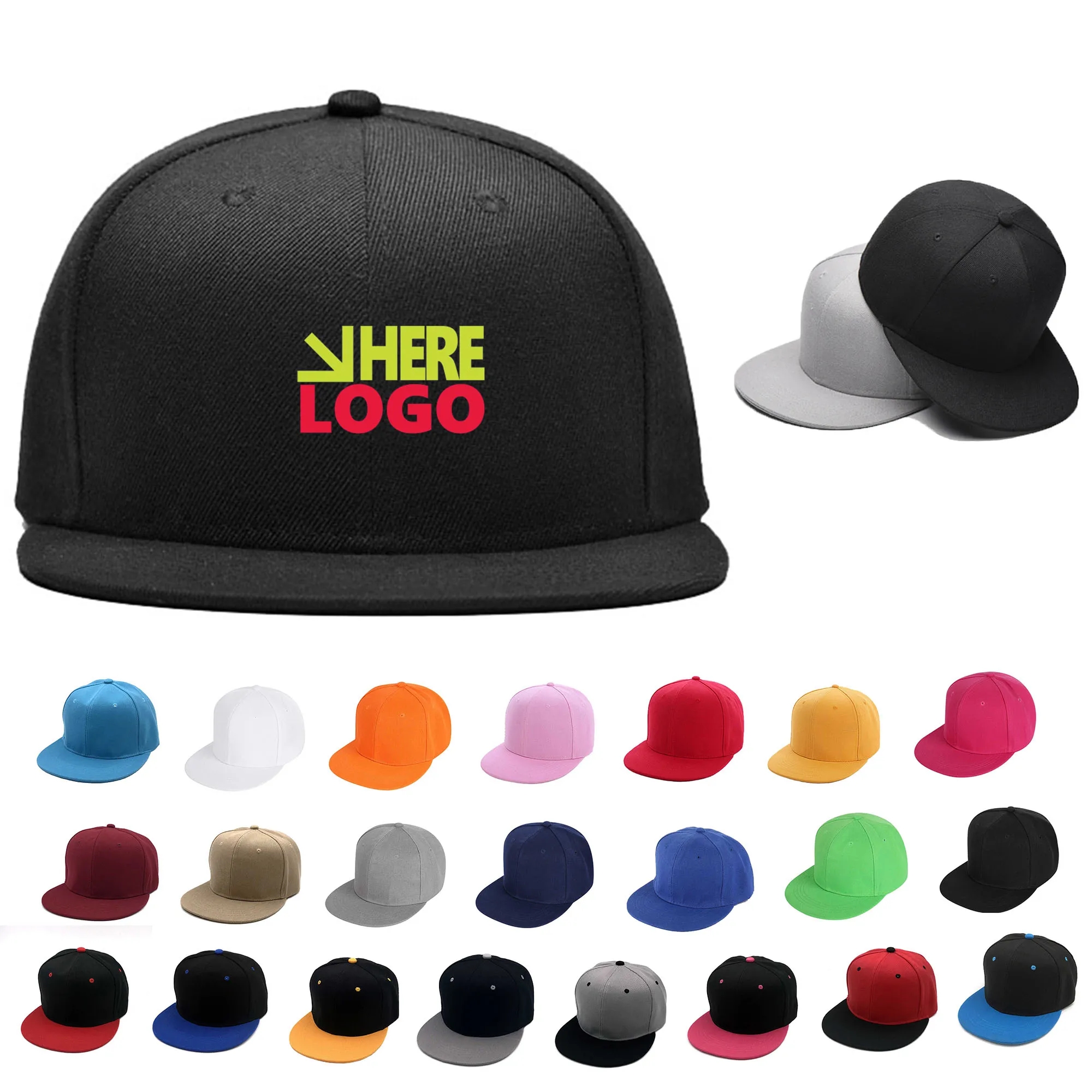 Adjustable Snap Closure Makes Flat Bill Hat