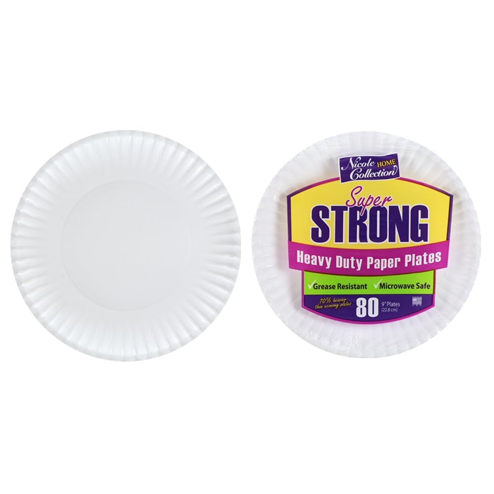 9" Paper Plates - Heavy Duty White 80 Count 2