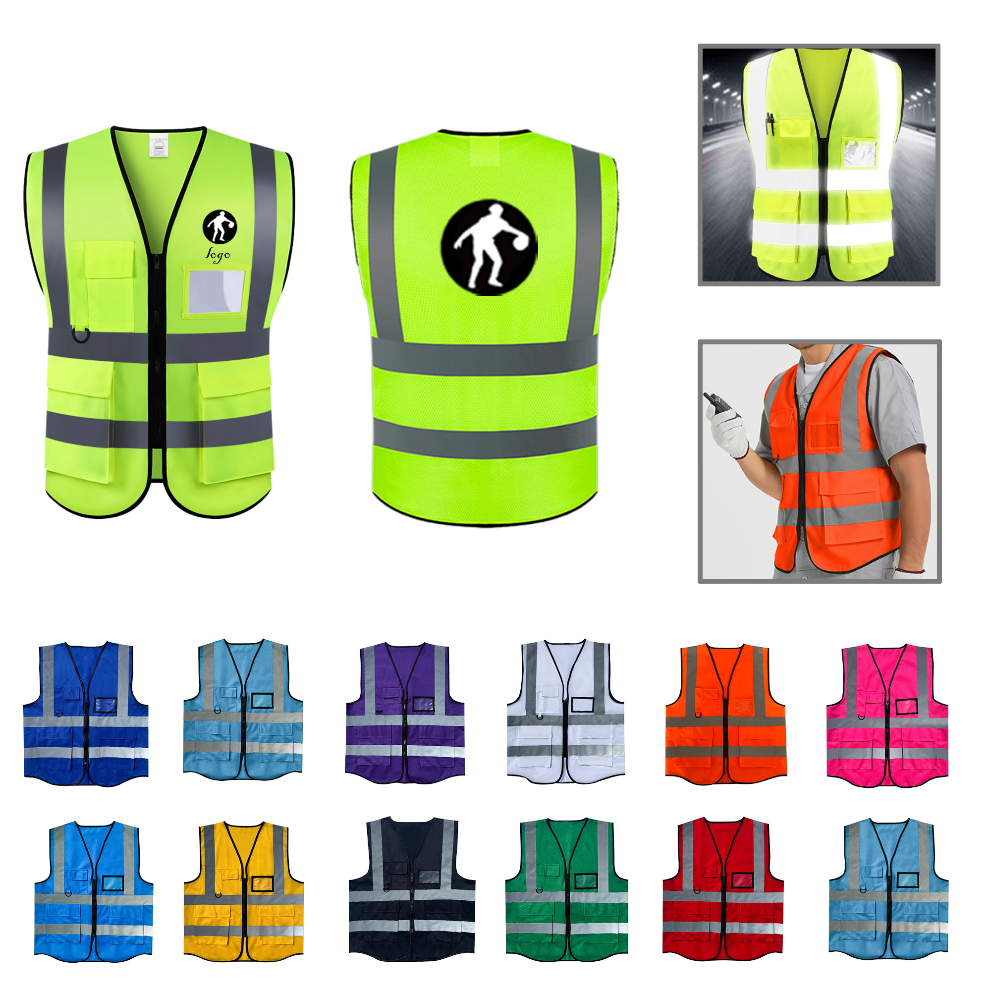 MOQ50 Reflective Safety Vest with Multiple Pockets 8