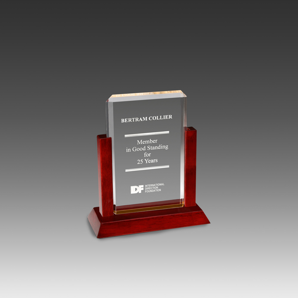 Golden Rosewood Award w/Gold Mirror Reflective Bottom (6"x8"x3-1/8") 1