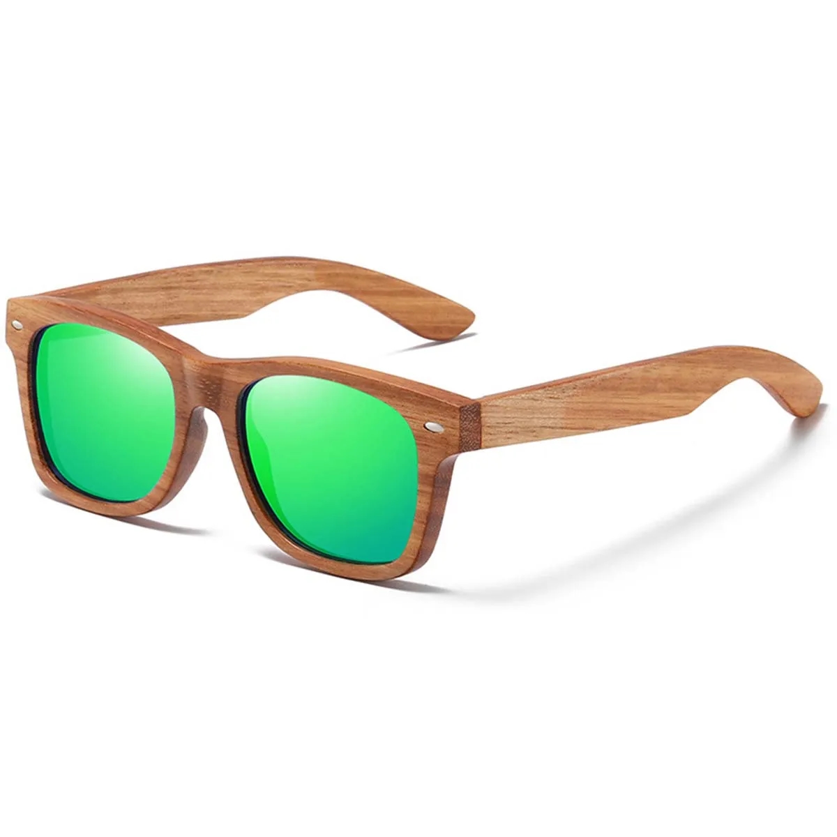 UV400 Unisex Wooden Frame Square Polarized Sunglasses 1