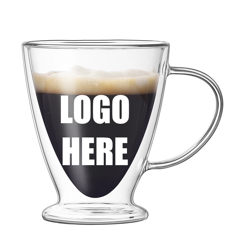 Custom 10 oz Double Wall Glass Coffee Mugs 4