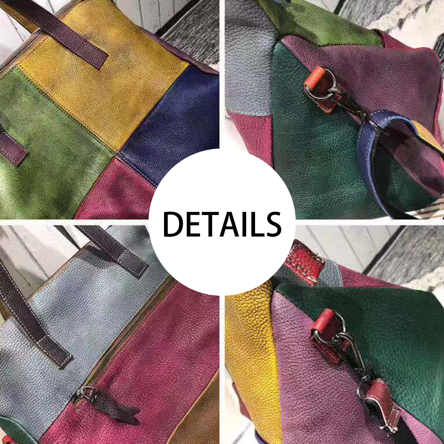 Genuine Leather Vintage contrasting tote cross-body bag 2