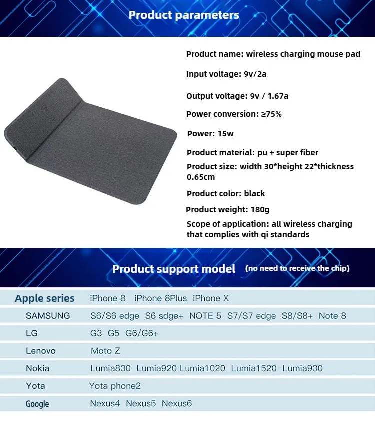 Wireless Charging Mouse Pad with Phone Stand 5