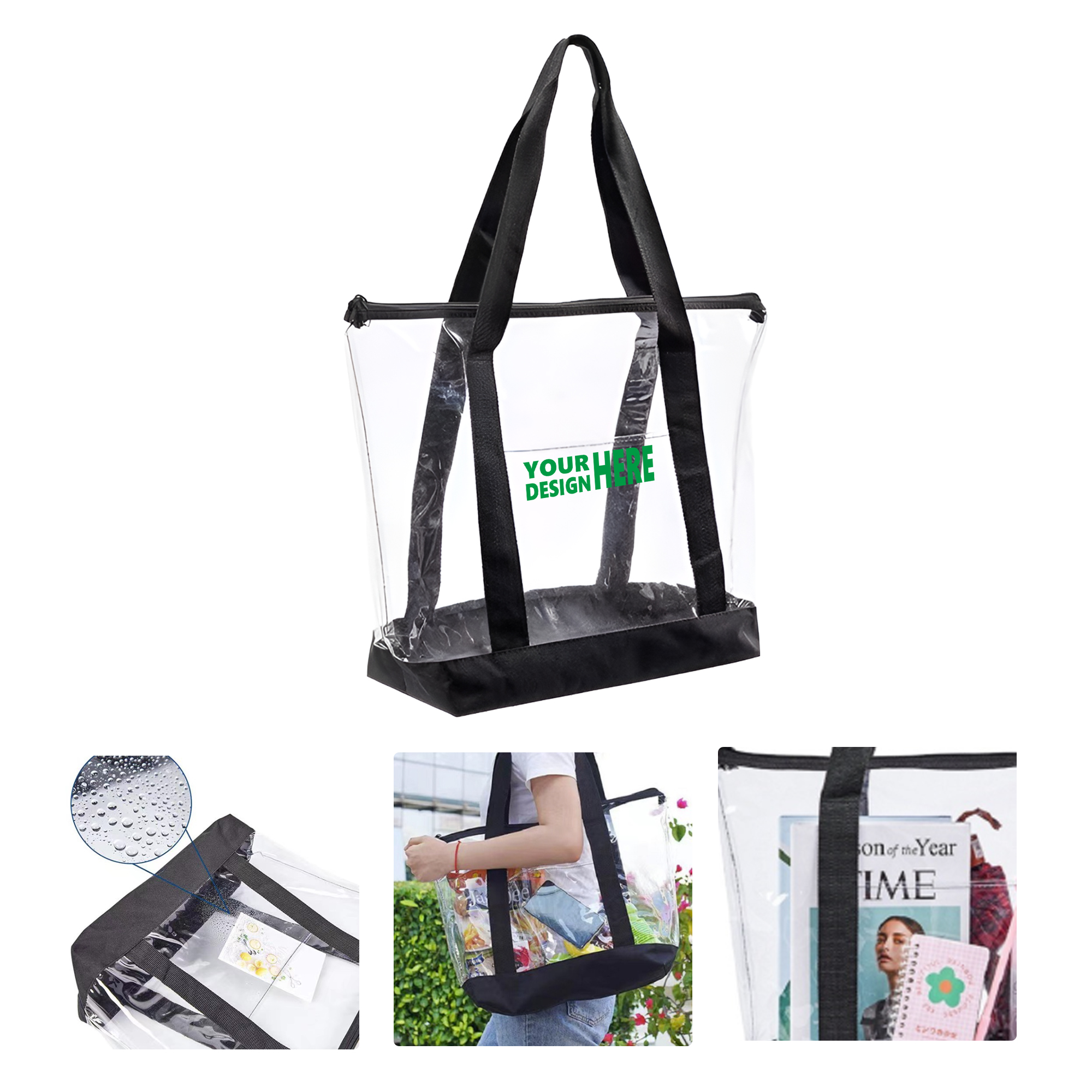 MOQ 50 Transparent PVC Tote Bag Large Capacity Travel Beach Bag 3