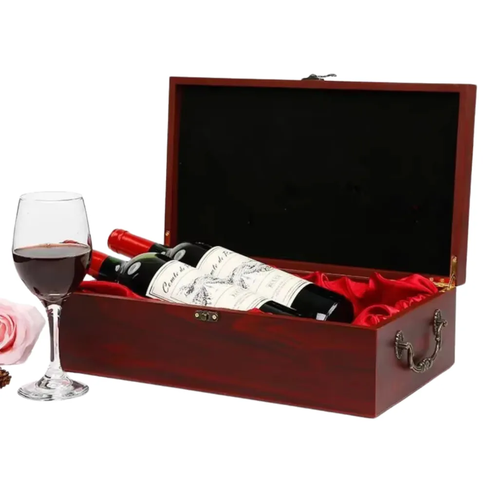 2-Bottle Red Wooden Wine Gift Box 7