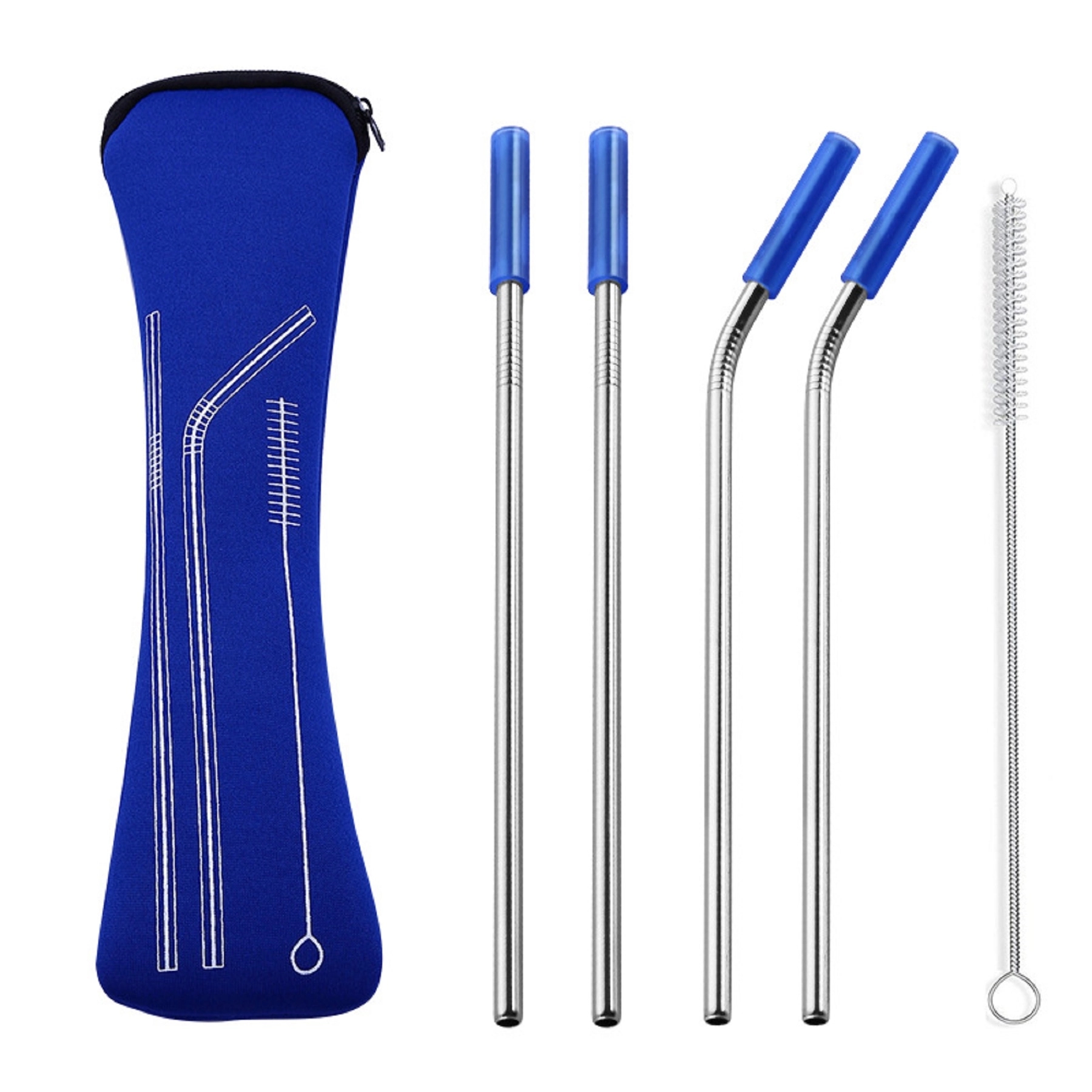 Stainless Steel Drinking Straw with Cleaner in Neoprene Bag 3