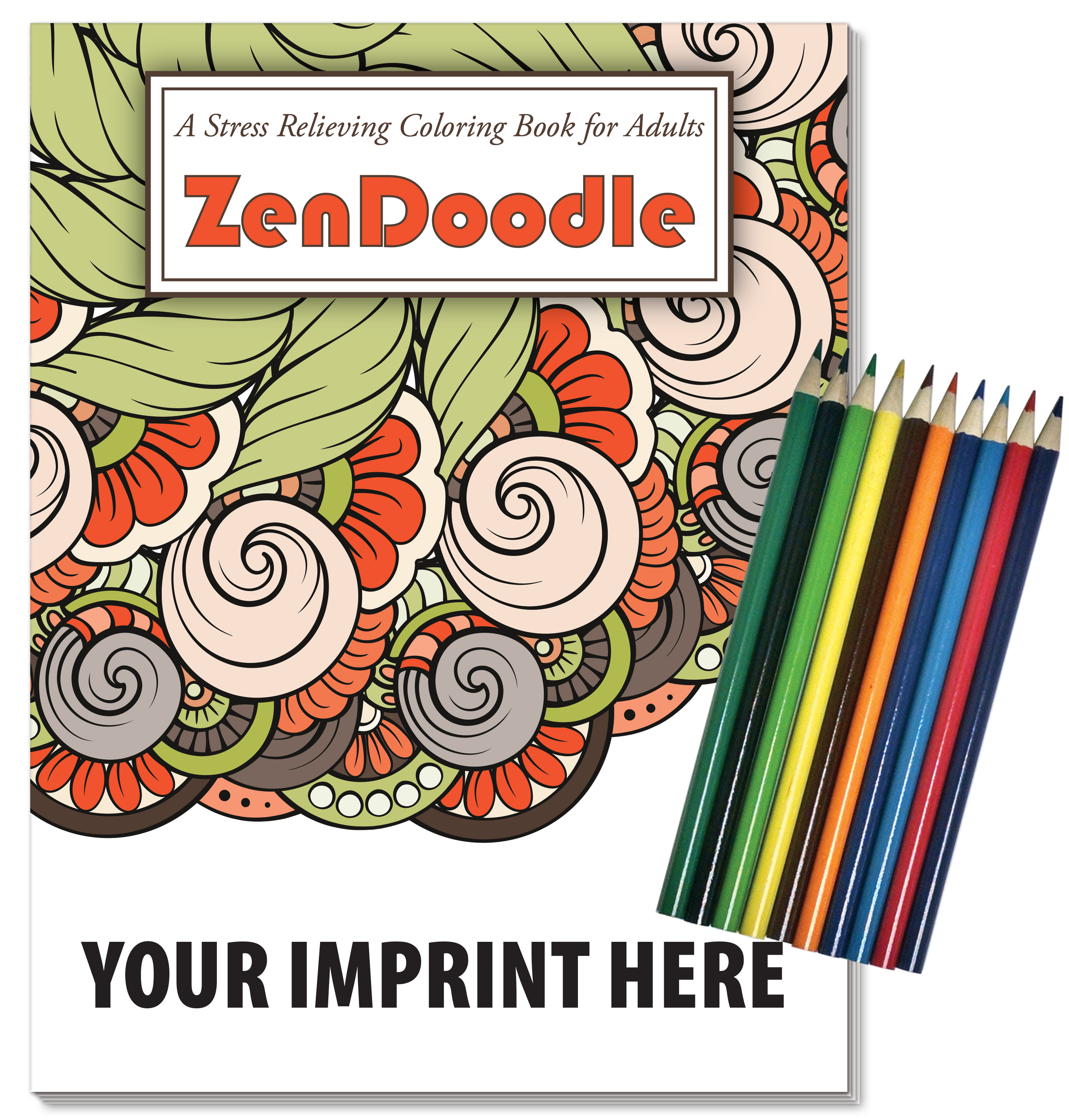 ADULT COLORING BOOK RELAX PACK - ZenDoodle Stress Relief Coloring Book with Colored Pencils Set 1