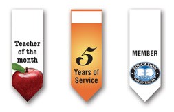 USA Made Tall Pointed Paper Badge Ribbon Full-Color (5/8"x1-7/8")