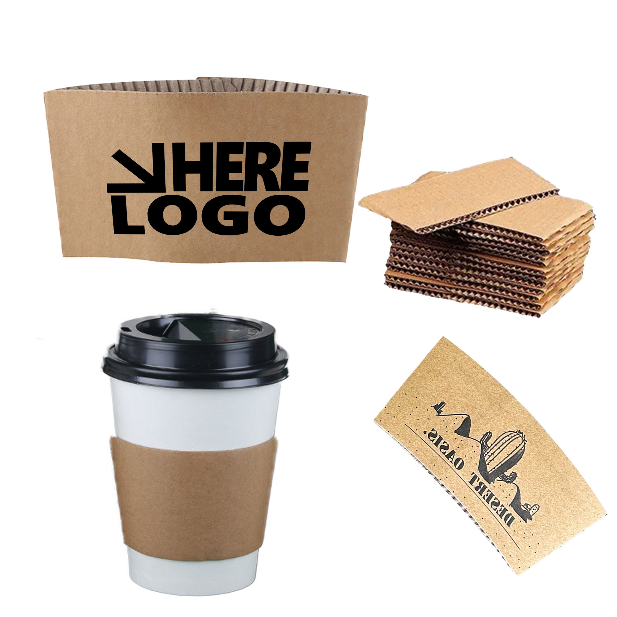MOQ 100 Corrugated Paper Cup Sleeve 16oz 2