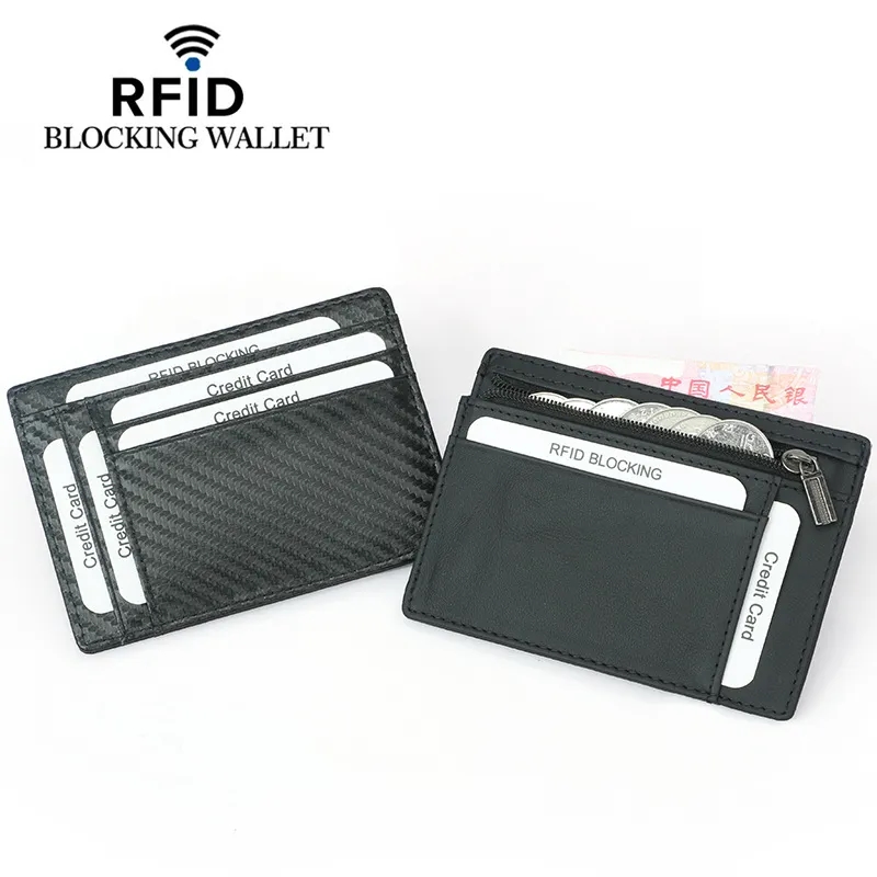 RFID Blocking Leather Wallet Zipper Credit Card Holder 7