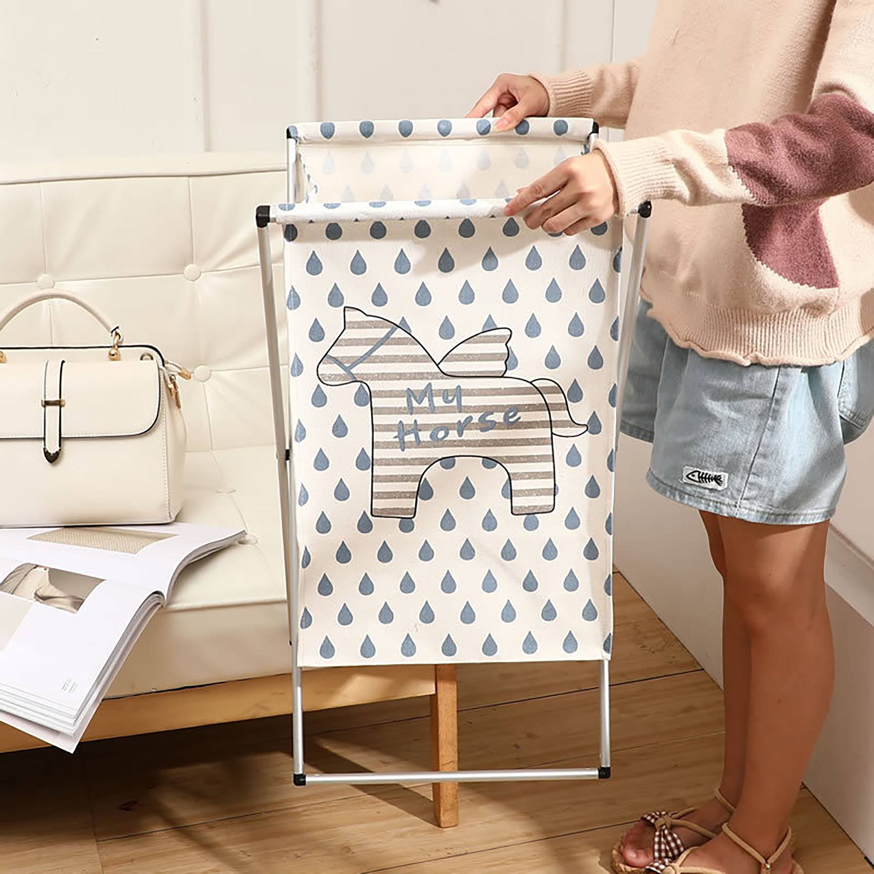 Metal Stand Laundry Basket Rectangular 3