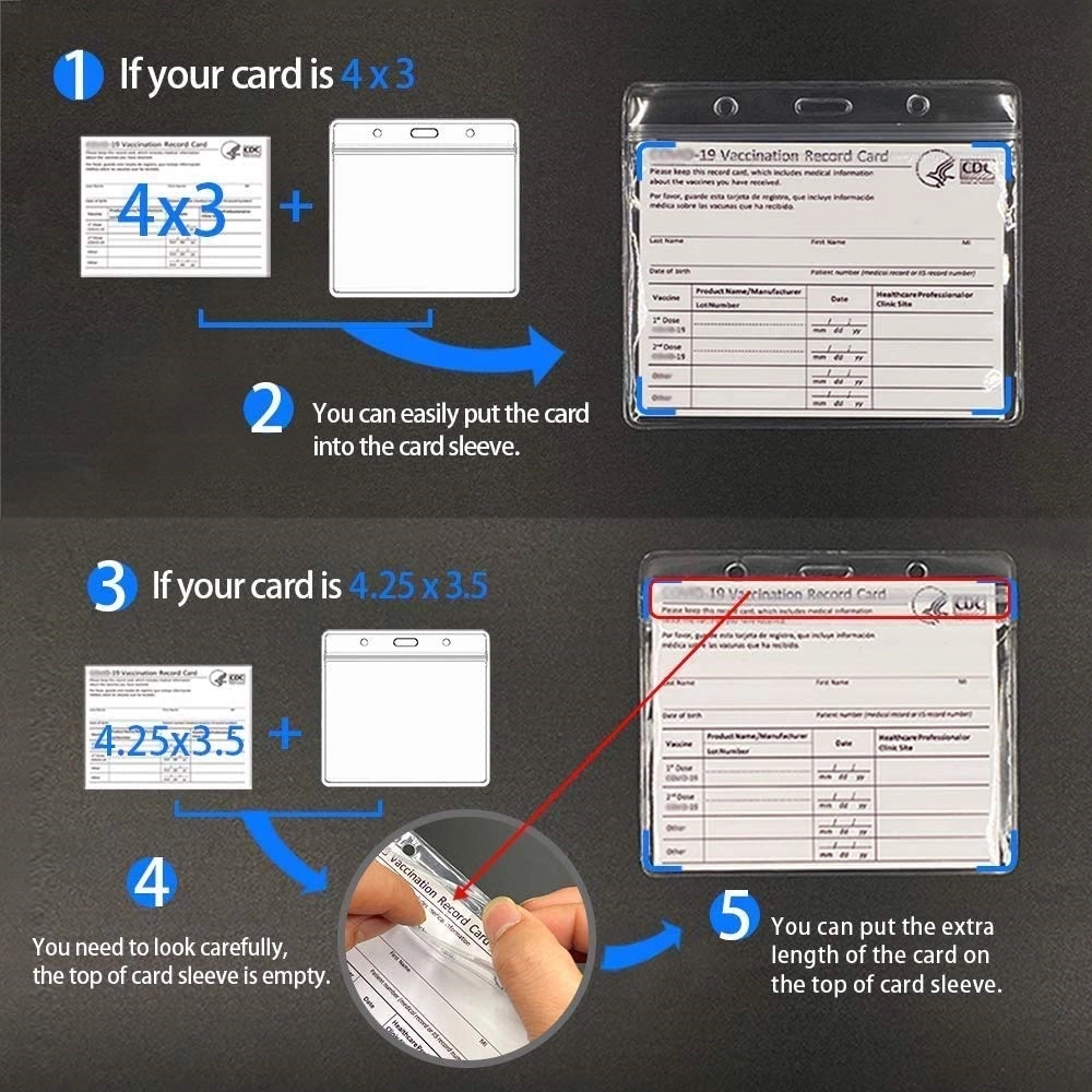 4" x3" PVC Vaccination Card Protector for CDC 9