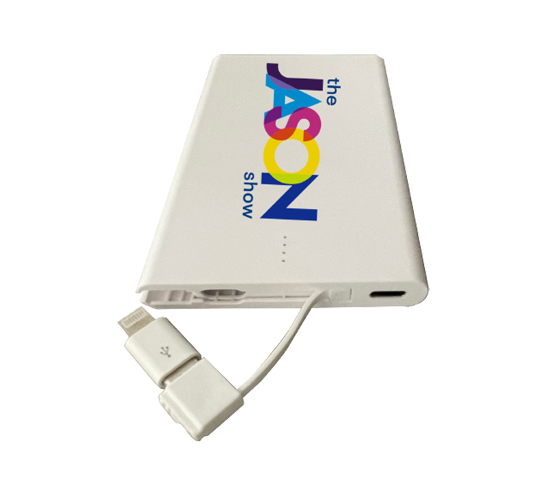 Slim Power Bank with Built-in Cable - 2500 mAh 2