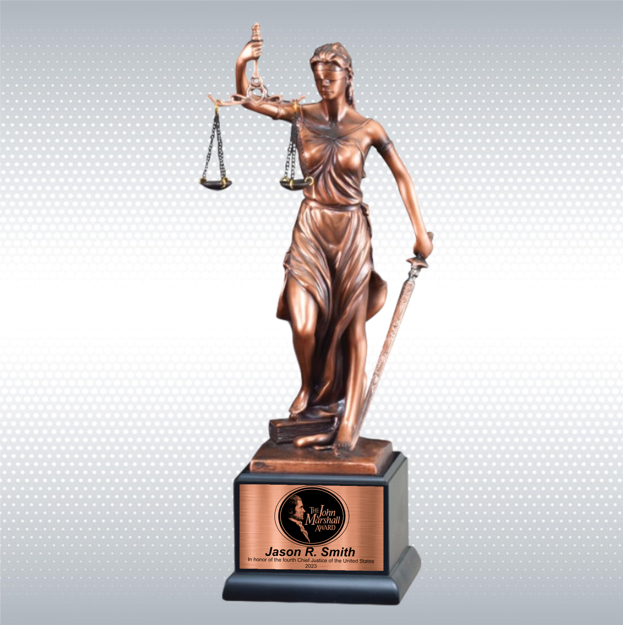 13 1/2" Premium Gallery Lady Justice Antique Bronze Resin Sculpture Award 3