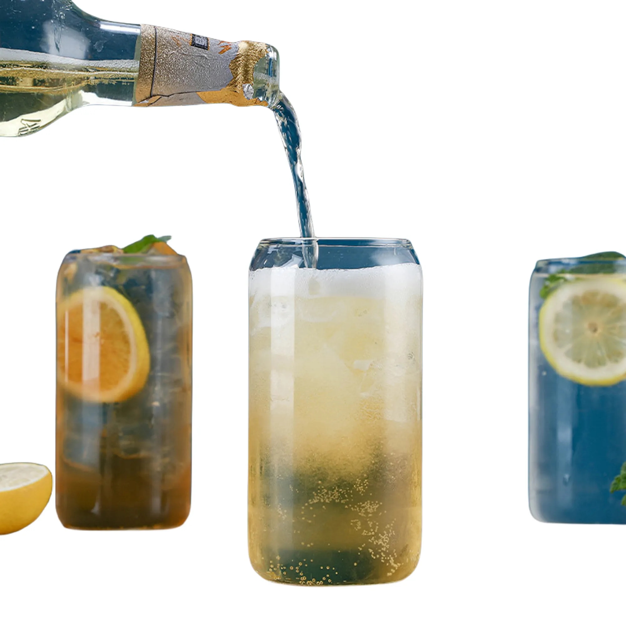 16oz Glass Cups With Lids And Straws MOQ 30PCS 5