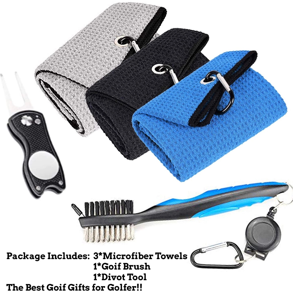 Microfiber Waffle Pattern Towel Golf Accessories Set 4