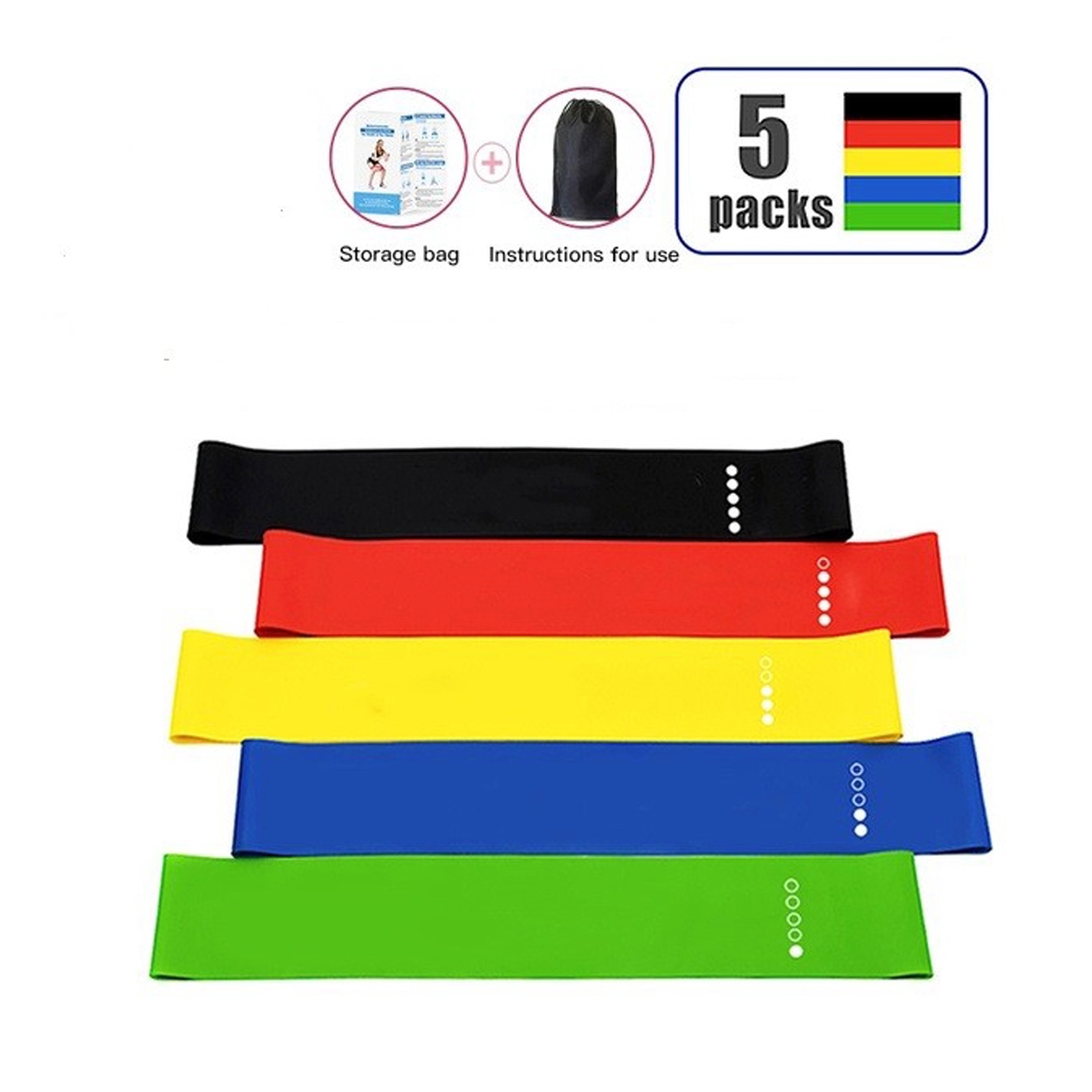 5 in 1 Exercise Loop TPE Elastic Resistance Band Set 2
