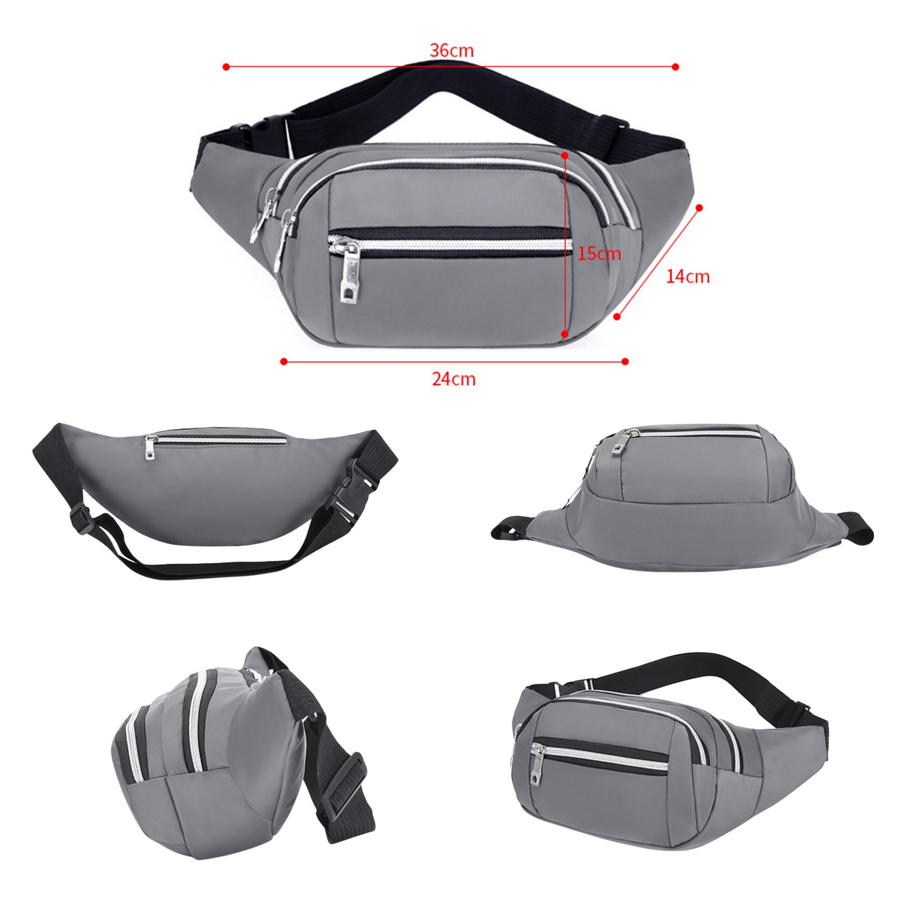 Waterproof Oxford Cloth Waist Pack Multi-functional Simple Waist Bag 3