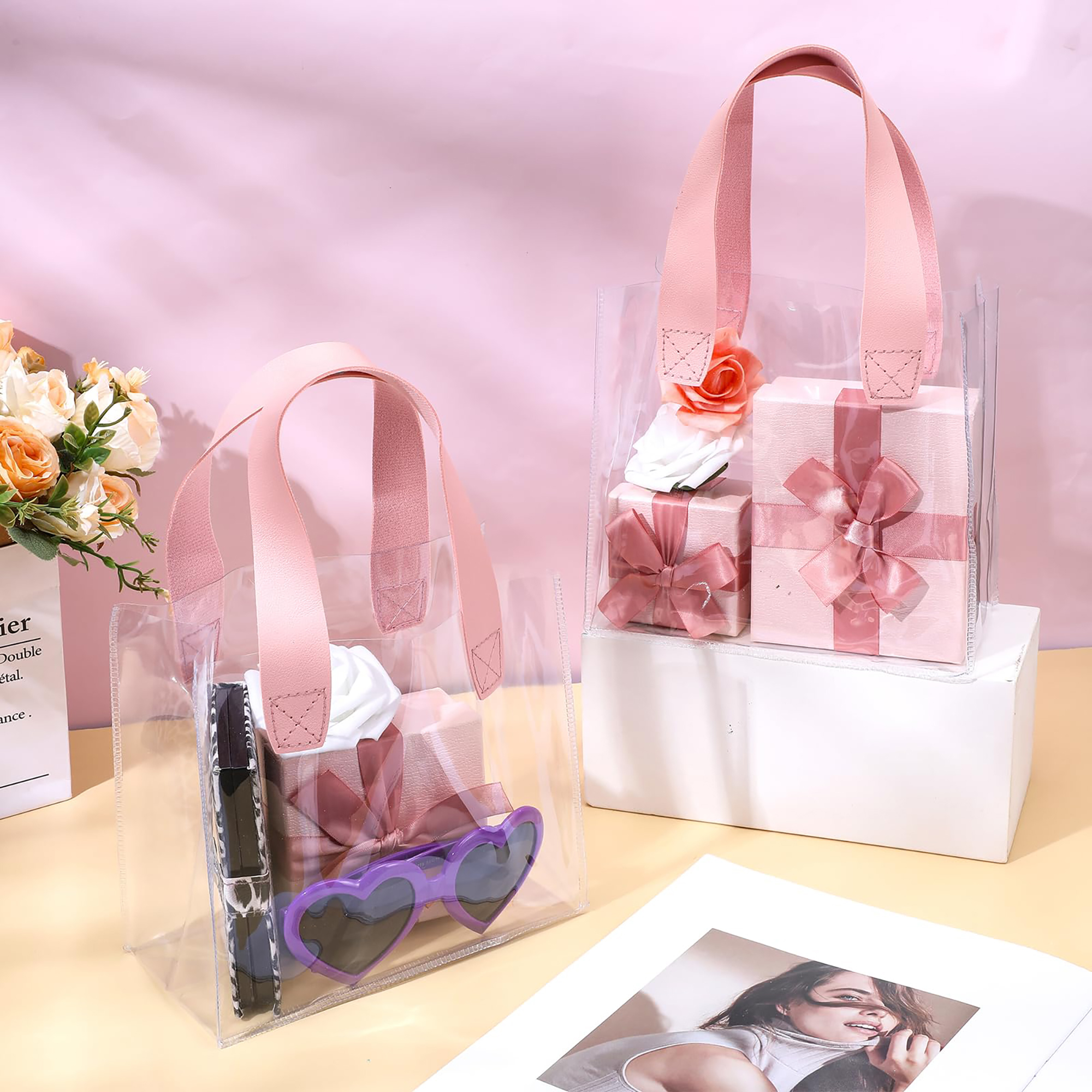 Transparent PVC Tote Bag with PU Handles 5