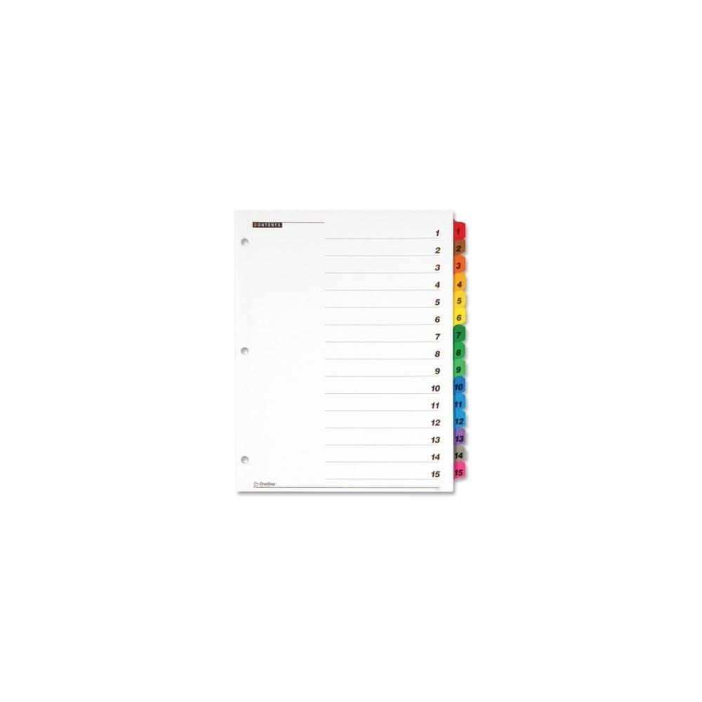 Index Dividers - 15 Numbered Tabs Color Coded 2
