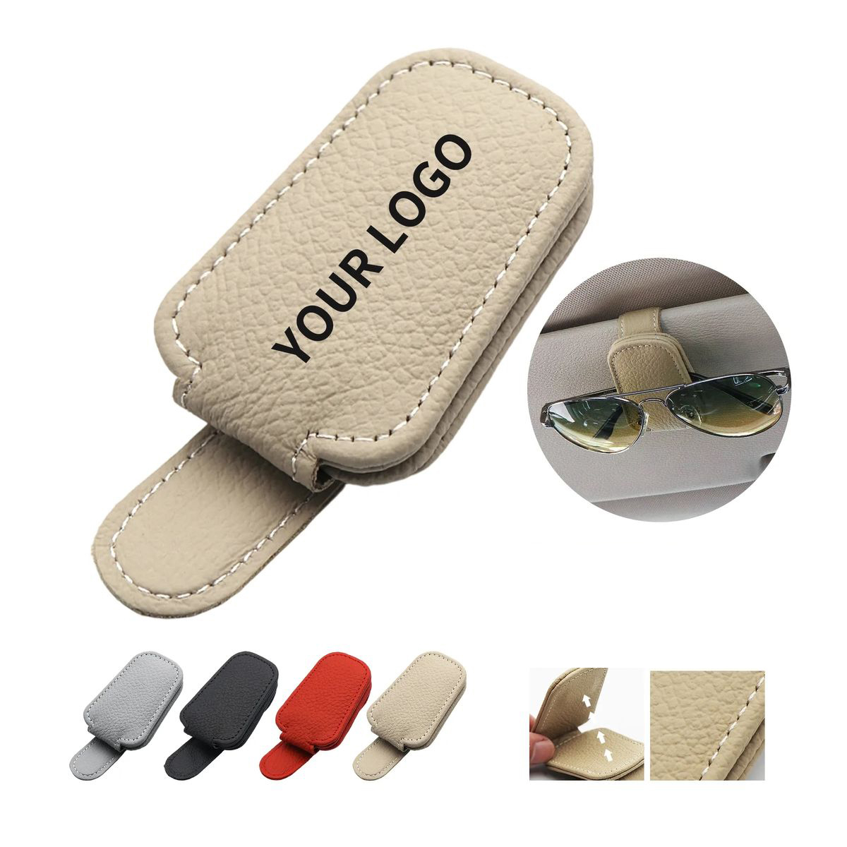 Compact Leather Clip for Sunglasses in Cars 2