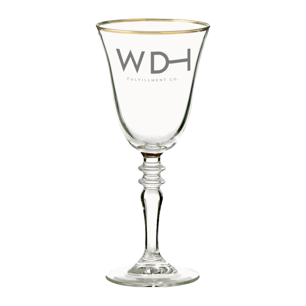 9oz. Gold Rimmed Long Stemmed Wine Glass 2