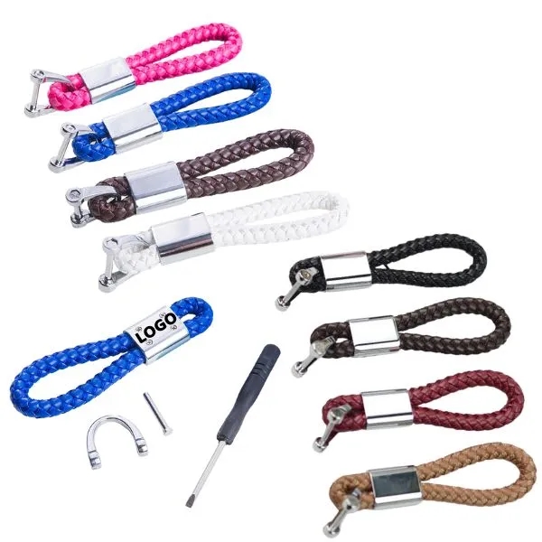 Leather Keychain Set with Braided 6